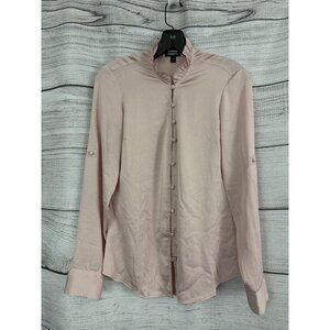 Express Light Pink Button-Up Shirt With Mandarin Collar Size S